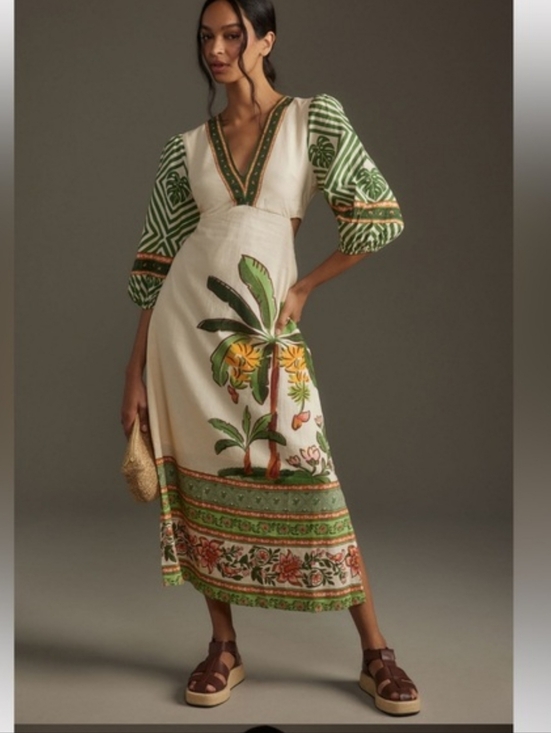 FARM Rio Dresses & Skirts - Farm Rio/ Anthropologie Palm V- Neck Midi Dress